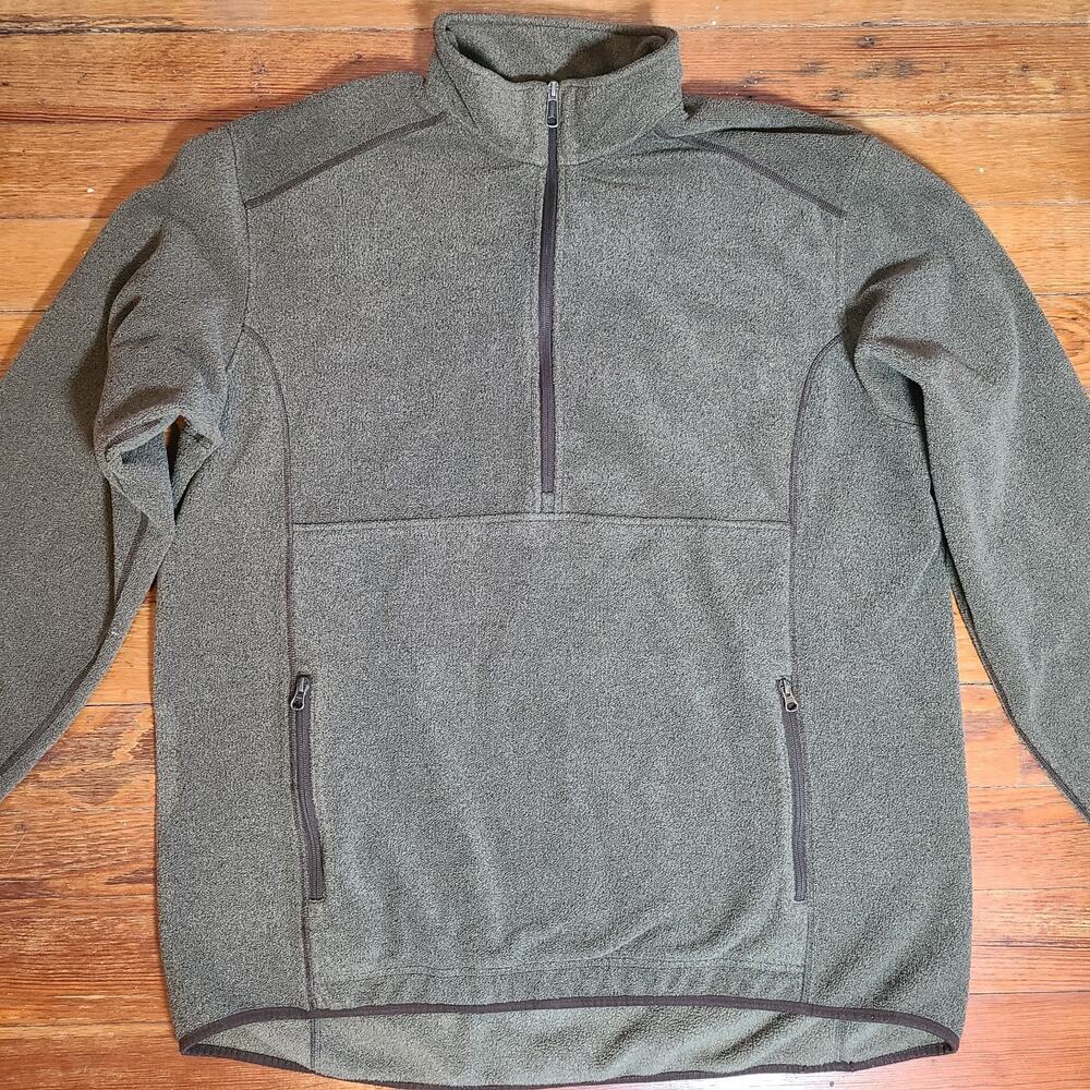 Duluth Trading Co Two Harbors Polartec Fleece 1/4 Zip Pullover Men XLT Brown